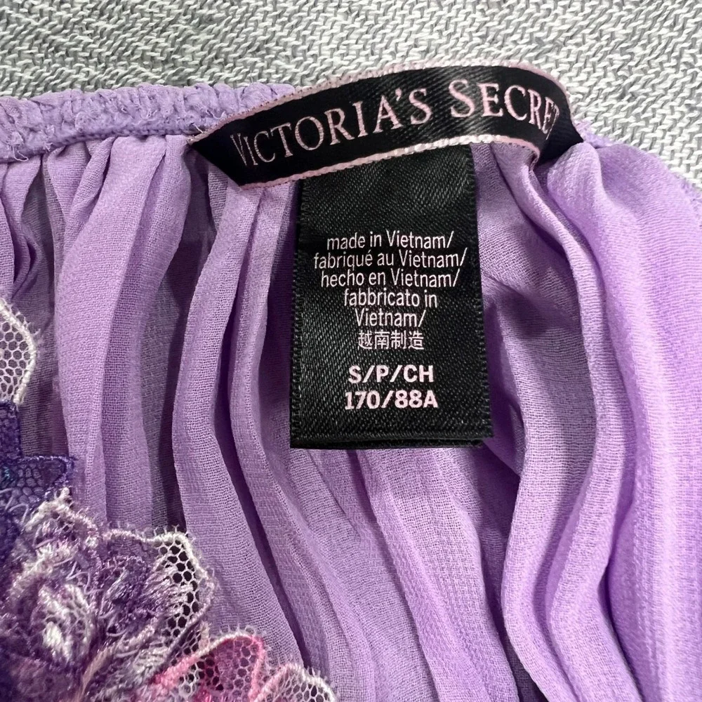 Victoria's Secret RARE Embroidery Babydoll Pleated Slip Chemise Dress S Lavender